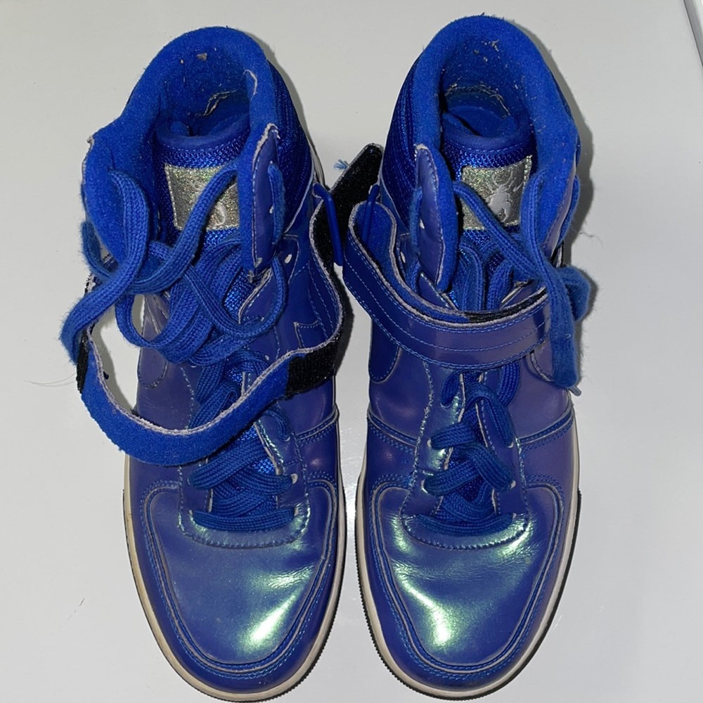 Worn- great conditions Nike patent leather blue high tops